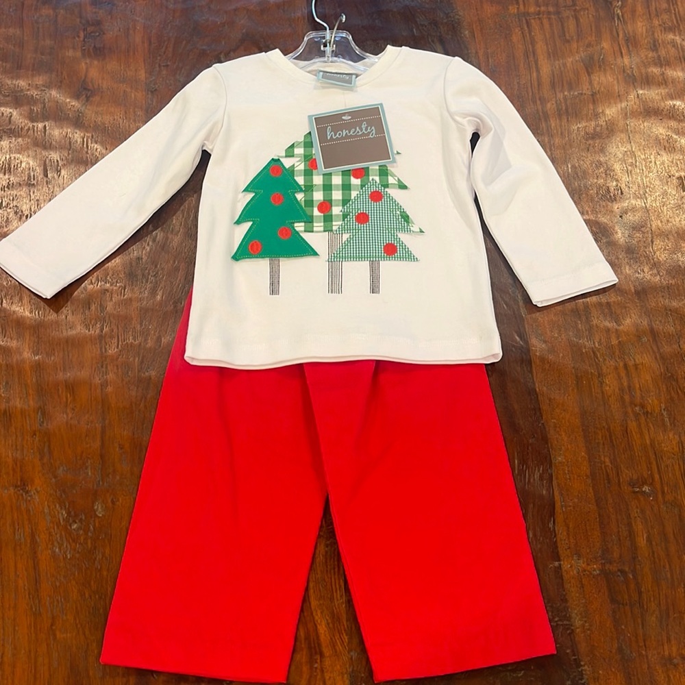 NWT Christmas Tree Appliqué Top and pants